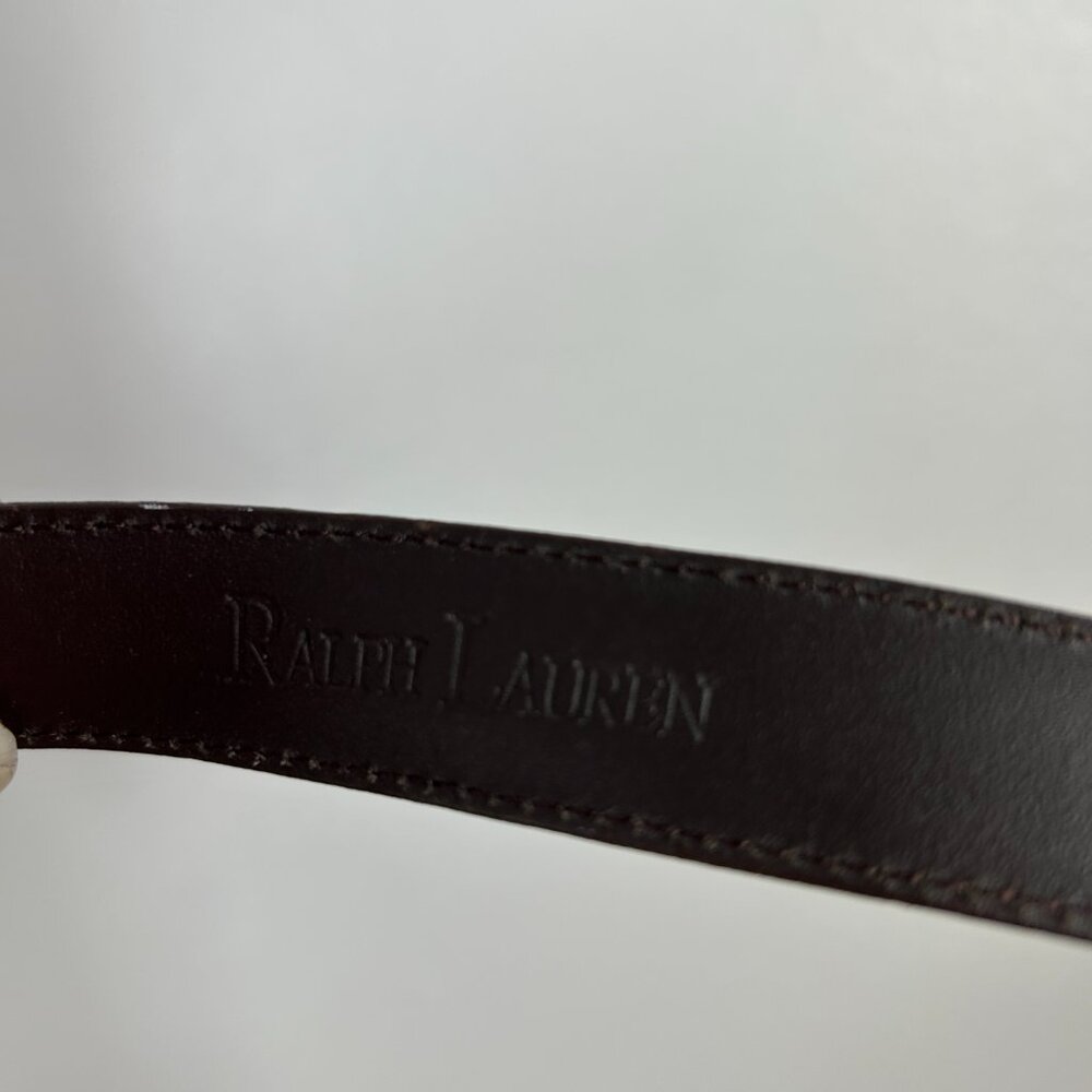Vtg Ralph Lauren Belt Womens M Brown Leather Made In Argentina Skinny - Picture 11 of 11